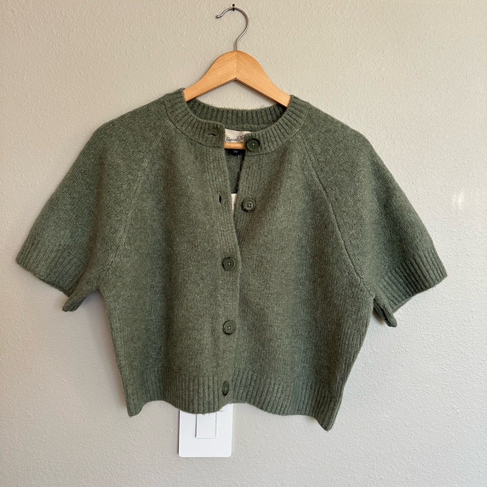 Universal Thread Olive Green Short Sleeve Cropped Cardigan - Picture 3 of 7